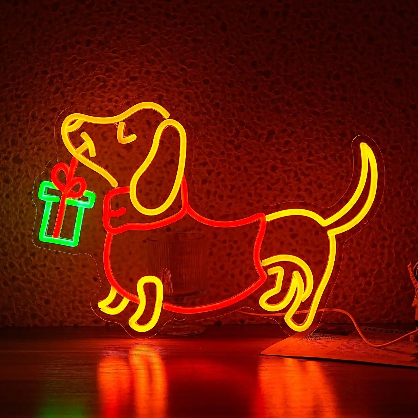 Blue Dachshund Christmas Neon Sign Red The Doxie World