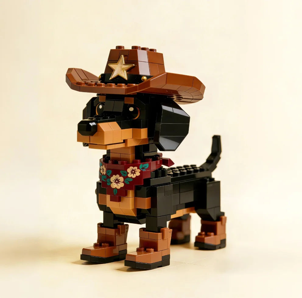 Cowboy Dachshund Building Blocks