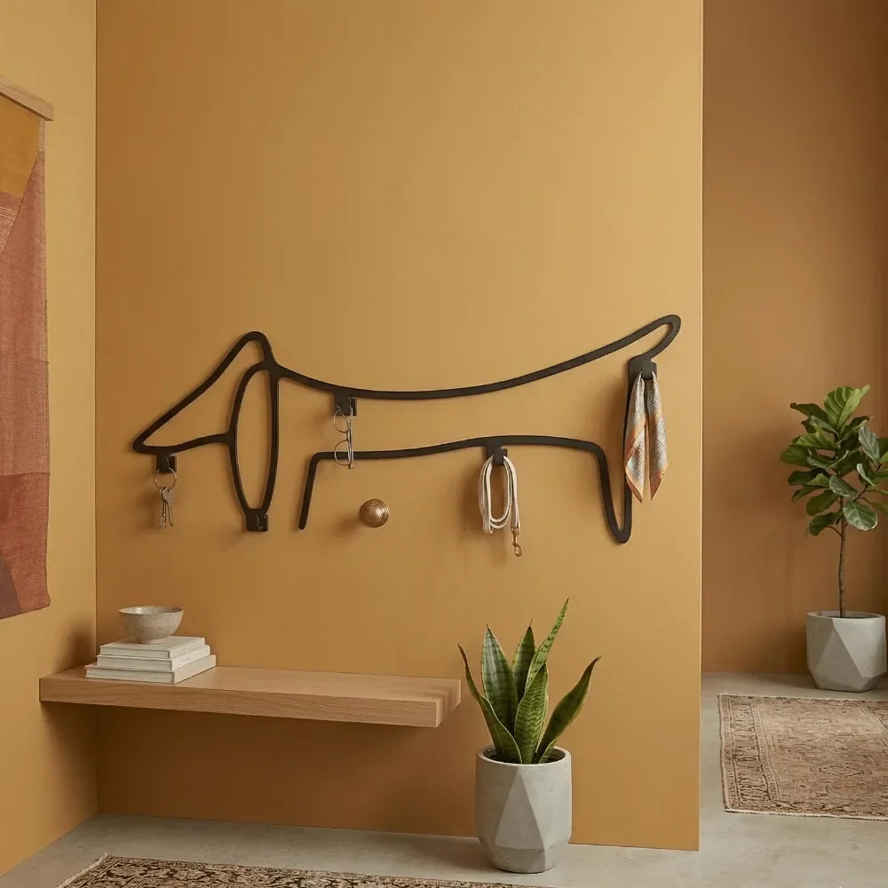 Dachshund Wall Rack with Hooks Black The Doxie World
