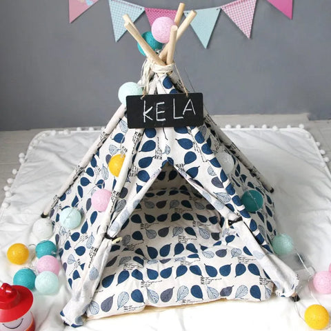 Leaf Print Dachshund Tepee With a cushion / L The Doxie World