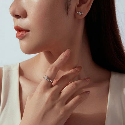 Silver Doxie Ring and Earrings