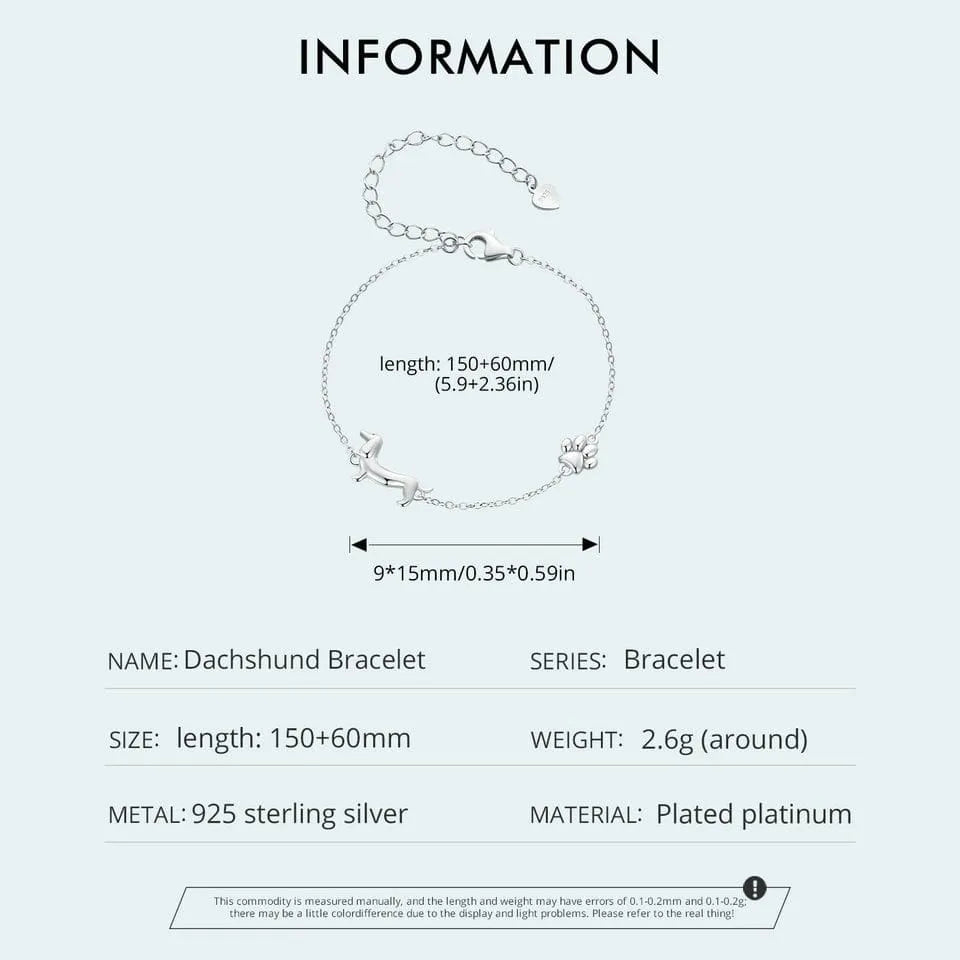 925Sterling Silver Dachshund Charm Bracelet The Doxie World
