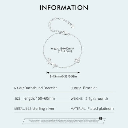 925Sterling Silver Dachshund Charm Bracelet The Doxie World