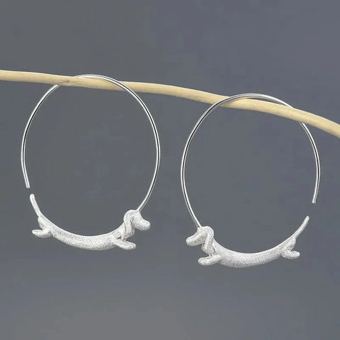 925 Sterling Silver Dachshund Earrings Silver The Doxie World