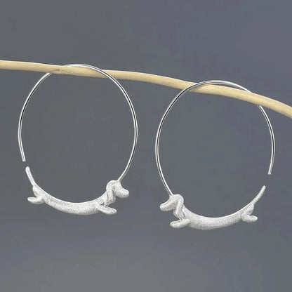 925 Sterling Silver Dachshund Earrings Silver The Doxie World