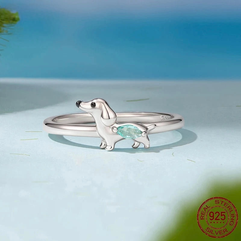 Silver Doxie Ring and Earrings