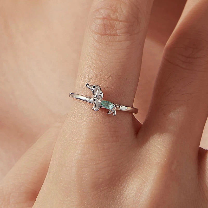 Silver Doxie Ring and Earrings