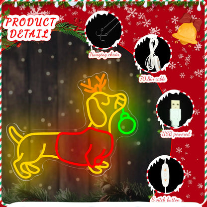Dachshund Reindeer Neon Light
