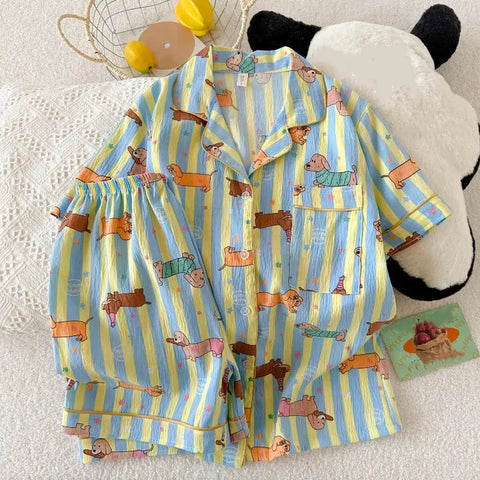 Striped Dachshund Pajama Set