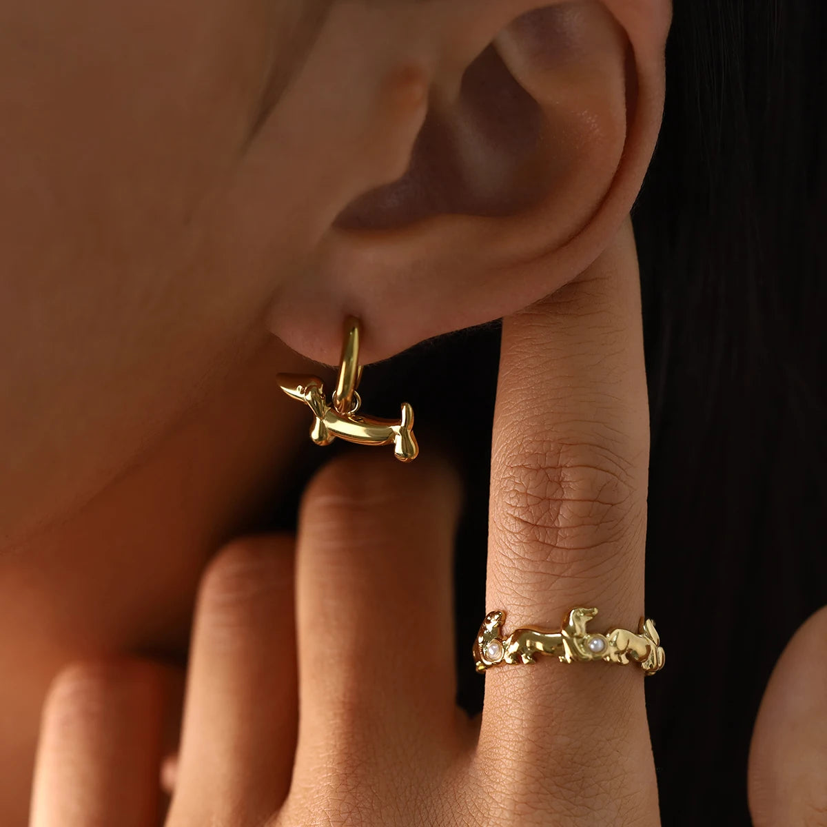 Stainless Steel Dachshund Jewelry Set