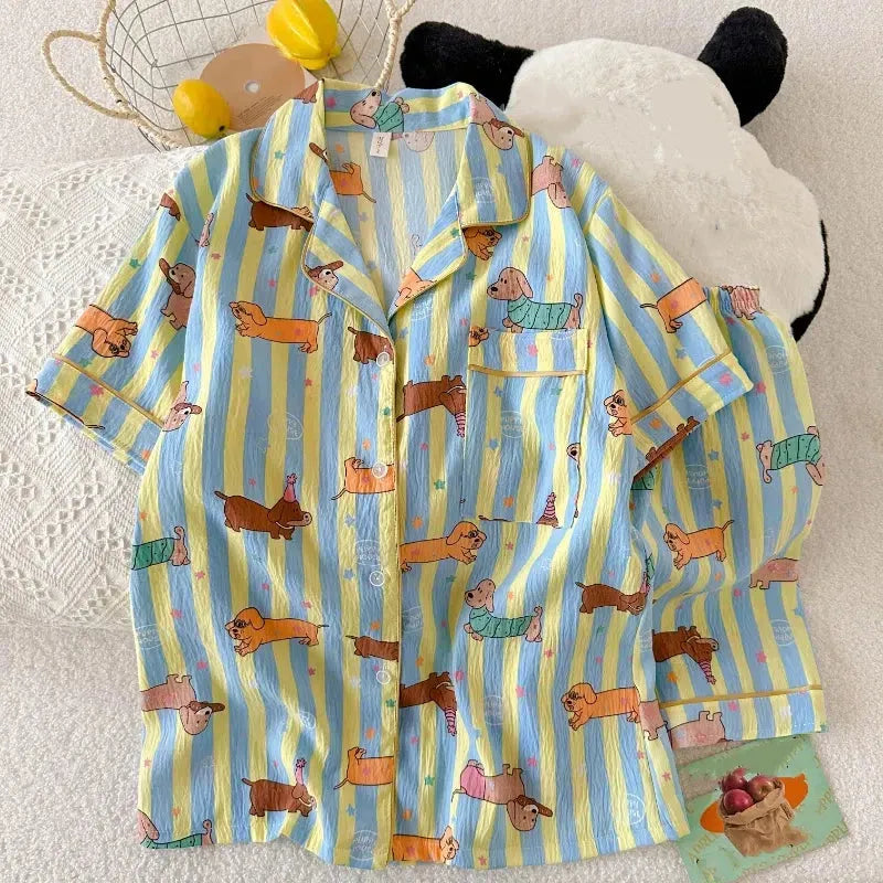Striped Dachshund Pajama Set