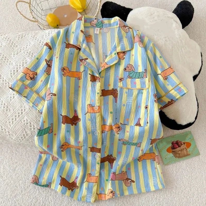 Striped Dachshund Pajama Set