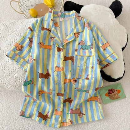 Striped Dachshund Pajama Set