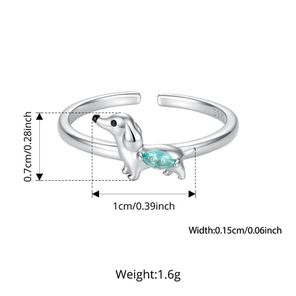Silver Doxie Ring and Earrings