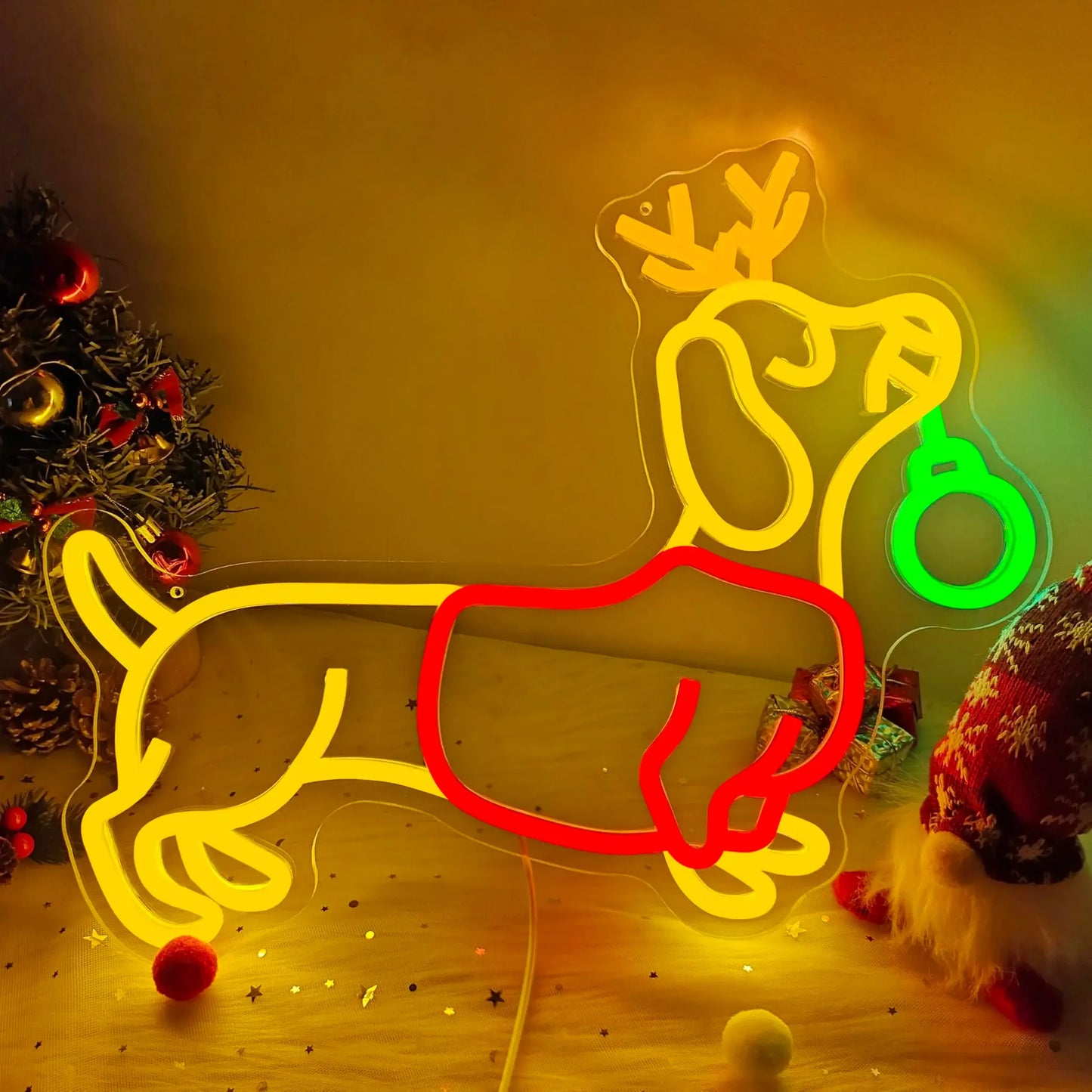 Dachshund Reindeer Neon Light