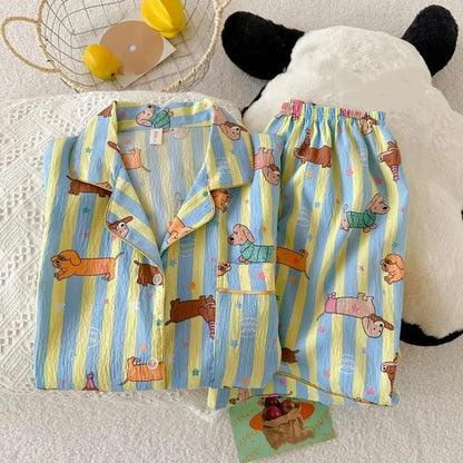 Striped Dachshund Pajama Set