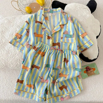 Striped Dachshund Pajama Set