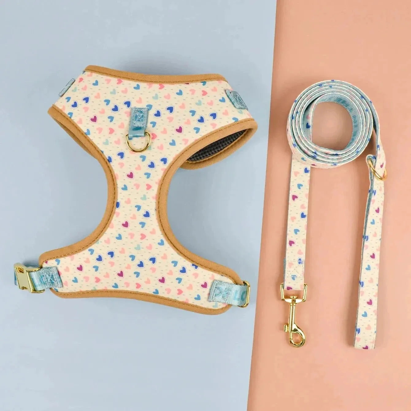 Avocado Dachshund Harness Set White Hearts / S The Doxie World