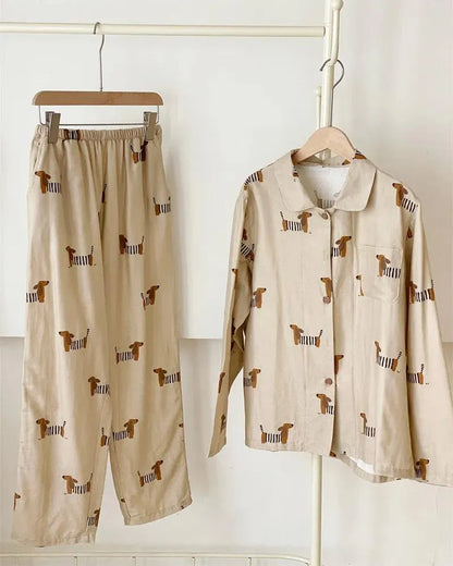 Beige Dachshund Pajama Set The Doxie World