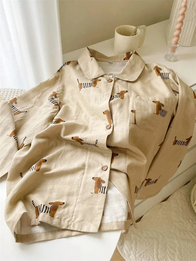 Beige Dachshund Pajama Set The Doxie World