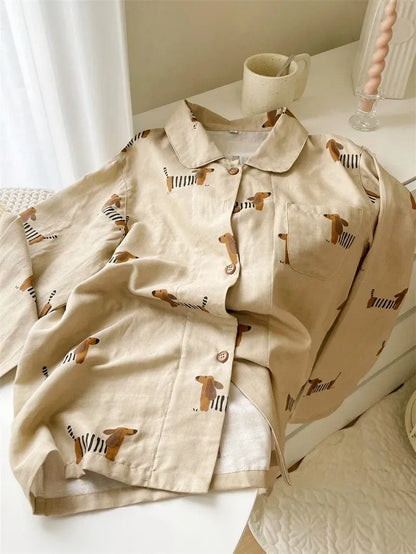 Beige Dachshund Pajama Set The Doxie World