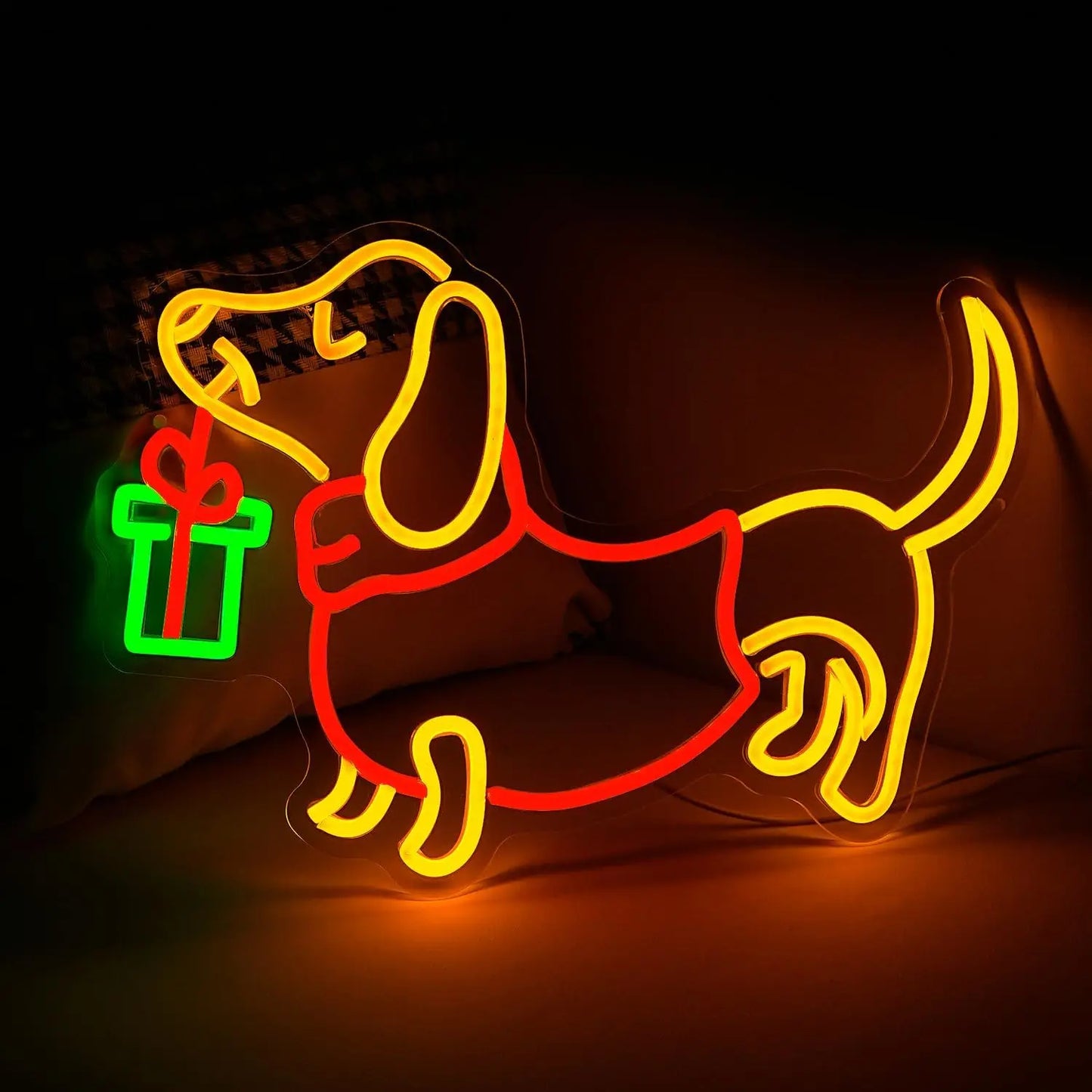 Blue Dachshund Christmas Neon Sign The Doxie World