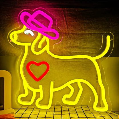 Christmas Dachshund Neon Sign Dachshund  with Heart The Doxie World