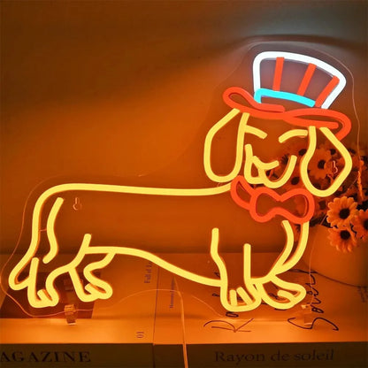 Christmas Dachshund Neon Sign Dachshund with Hat The Doxie World