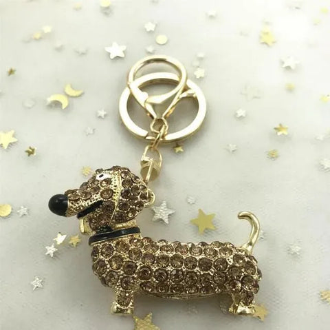 Crystal Dachshund Keychain Brown The Doxie World
