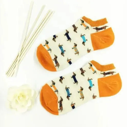 Cute Dachshund Socks Short orange The Doxie World