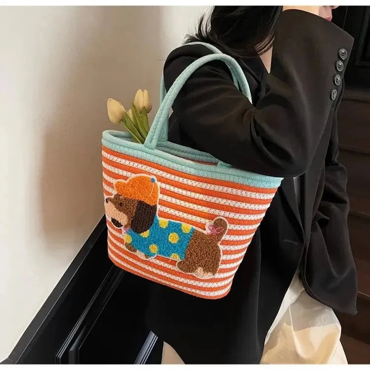 Dachshund basket Bag Blue The Doxie World