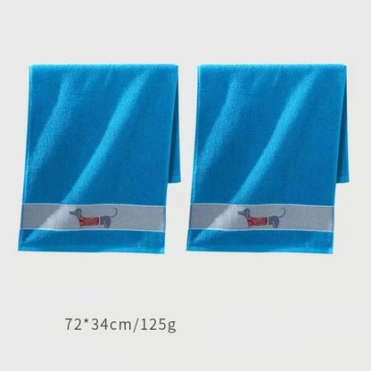 Dachshund Bath Towels 2 x Blue Red Dachshund / 34x72cm/13.5"X28" / Set (2 towels) The Doxie World