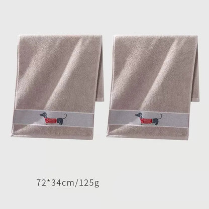 Dachshund Bath Towels 2 x Gray Red Dachshund / 34x72cm/13.5"X28" / Set (2 towels) The Doxie World