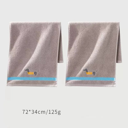 Dachshund Bath Towels 2 x Gray Yellow Dachshund / 34x72cm/13.5"X28" / Set (2 towels) The Doxie World