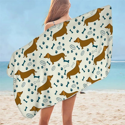 Dachshund Beach Towel Dachshunds paws and bones print / 75cmx150cm/59"x29.5" The Doxie World