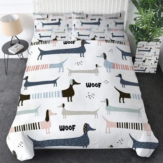 Dachshund Bedding Set White / US Twin The Doxie World