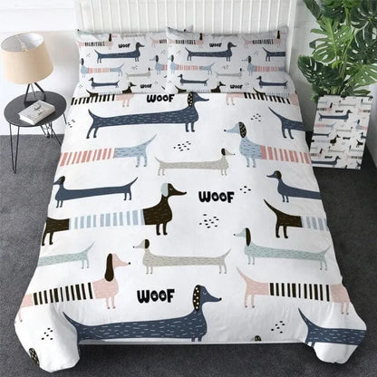 Dachshund Bedding Set White / US Twin The Doxie World