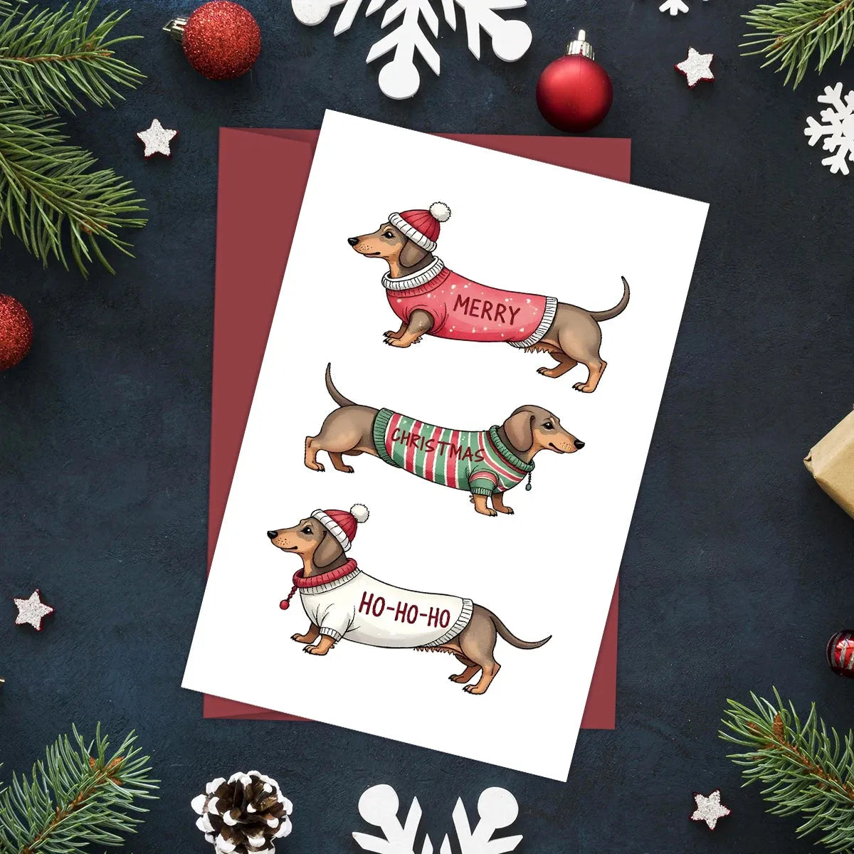 Dachshund Christmas Cards 6-Piece Set The Doxie World
