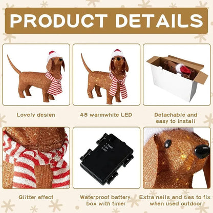 Dachshund Christmas Lights 70Lx22Wx45H (cm)/27.5"x8.5"x18" The Doxie World