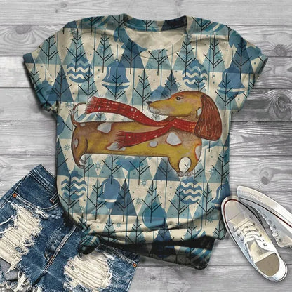 Dachshund Christmas Shirts Dachshund with the red scarf / XXS The Doxie World