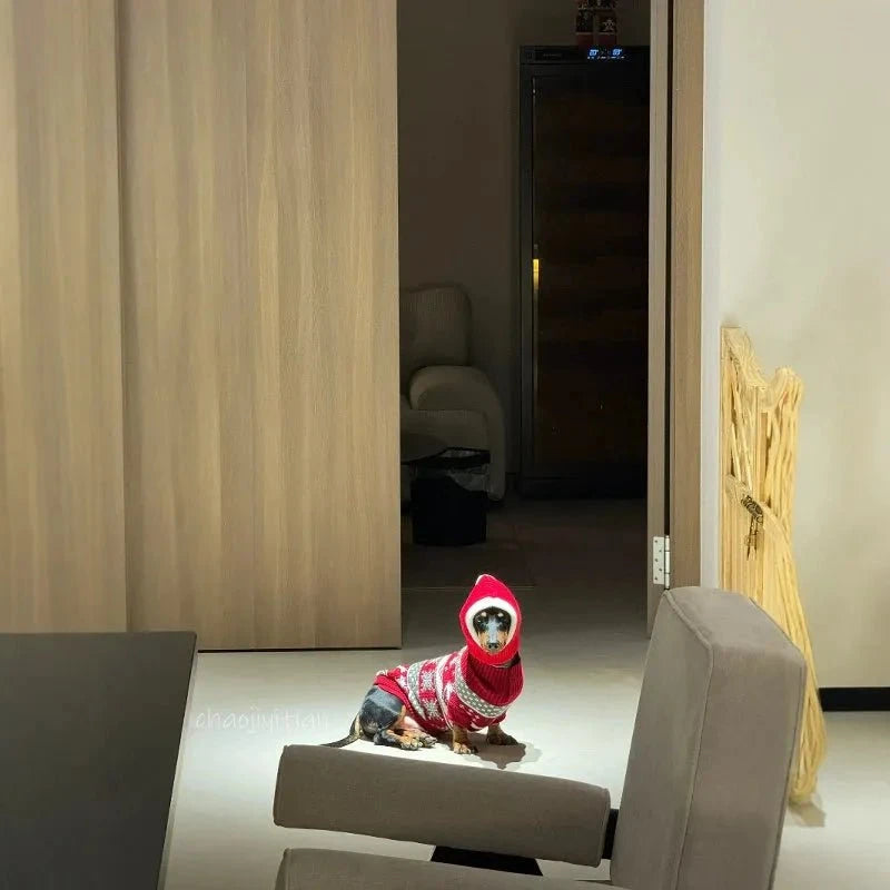 Dachshund Christmas Sweater and Hat The Doxie World