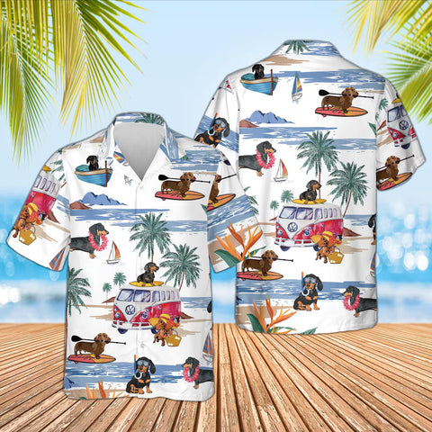 Dachshund Hawaiian Shirt White / S The Doxie World