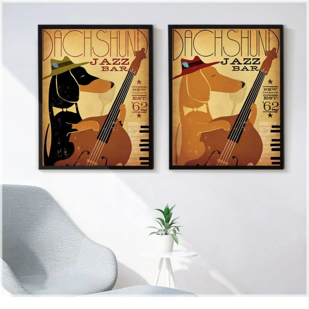 Dachshund Jazz Bar Wall Art The Doxie World