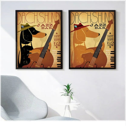 Dachshund Jazz Bar Wall Art The Doxie World
