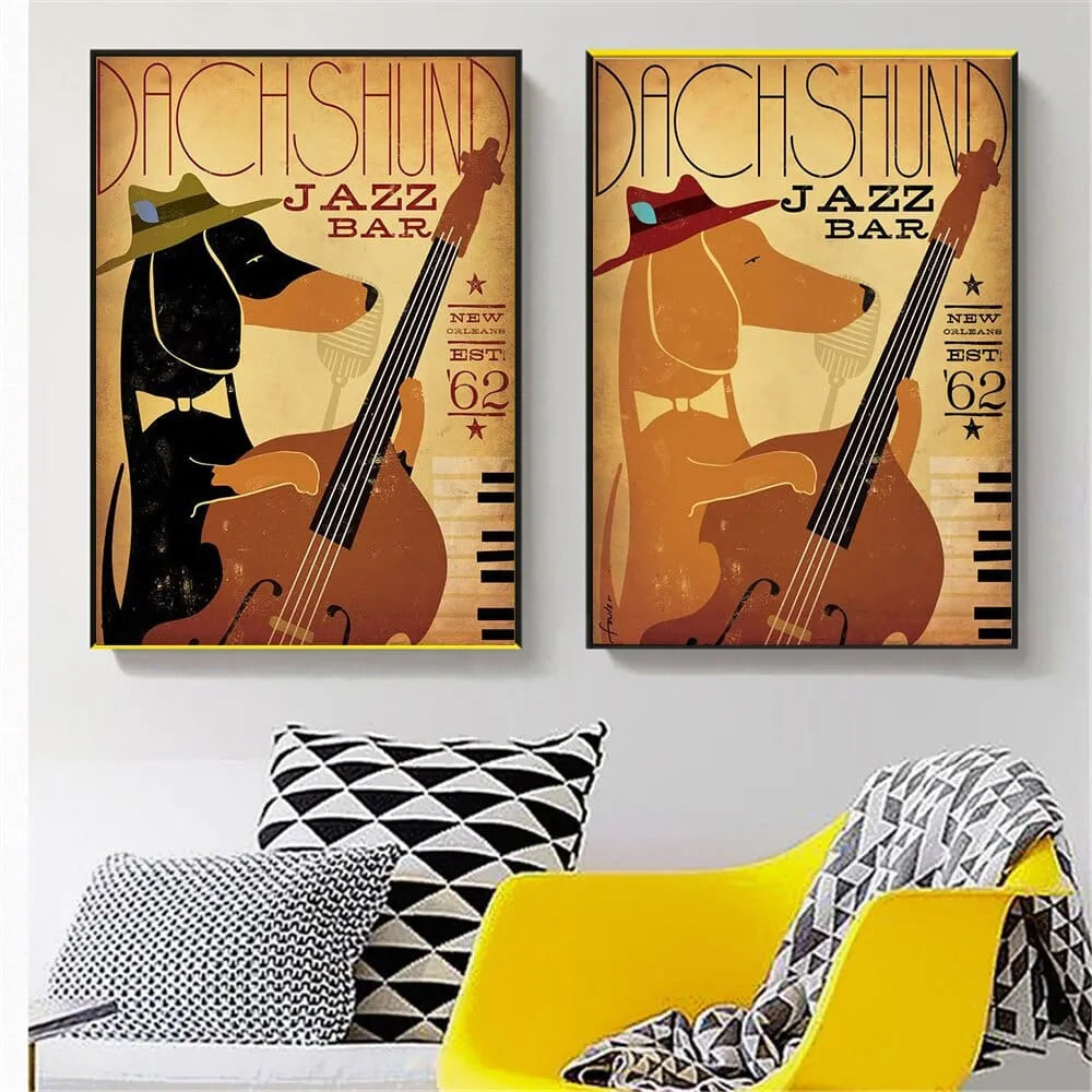 Dachshund Jazz Bar Wall Art The Doxie World