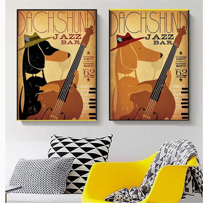 Dachshund Jazz Bar Wall Art The Doxie World