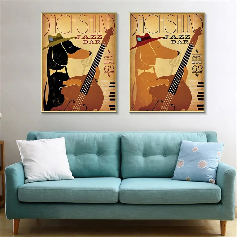 Dachshund Jazz Bar Wall Art The Doxie World