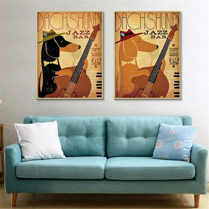 Dachshund Jazz Bar Wall Art The Doxie World