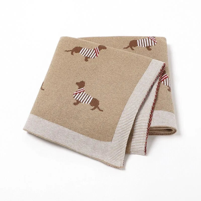 Dachshund Lap And Baby Blanket Khaki The Doxie World