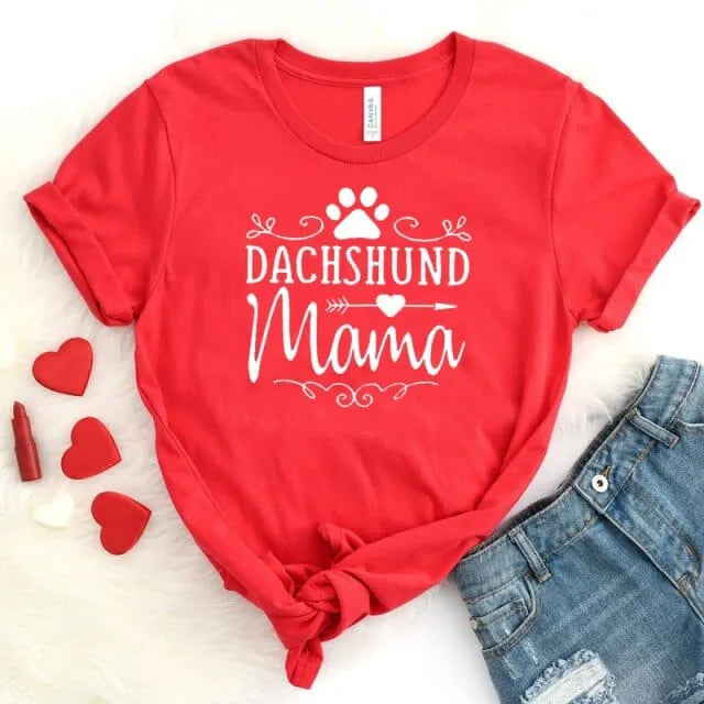 Dachshund Mama T-Shirt Red / L The Doxie World